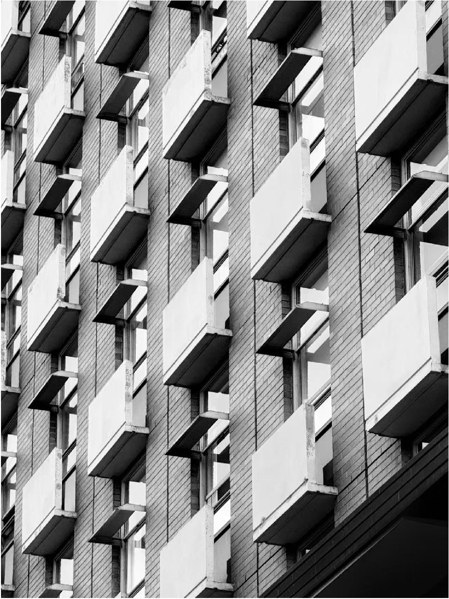 Black and white architectural facade study
