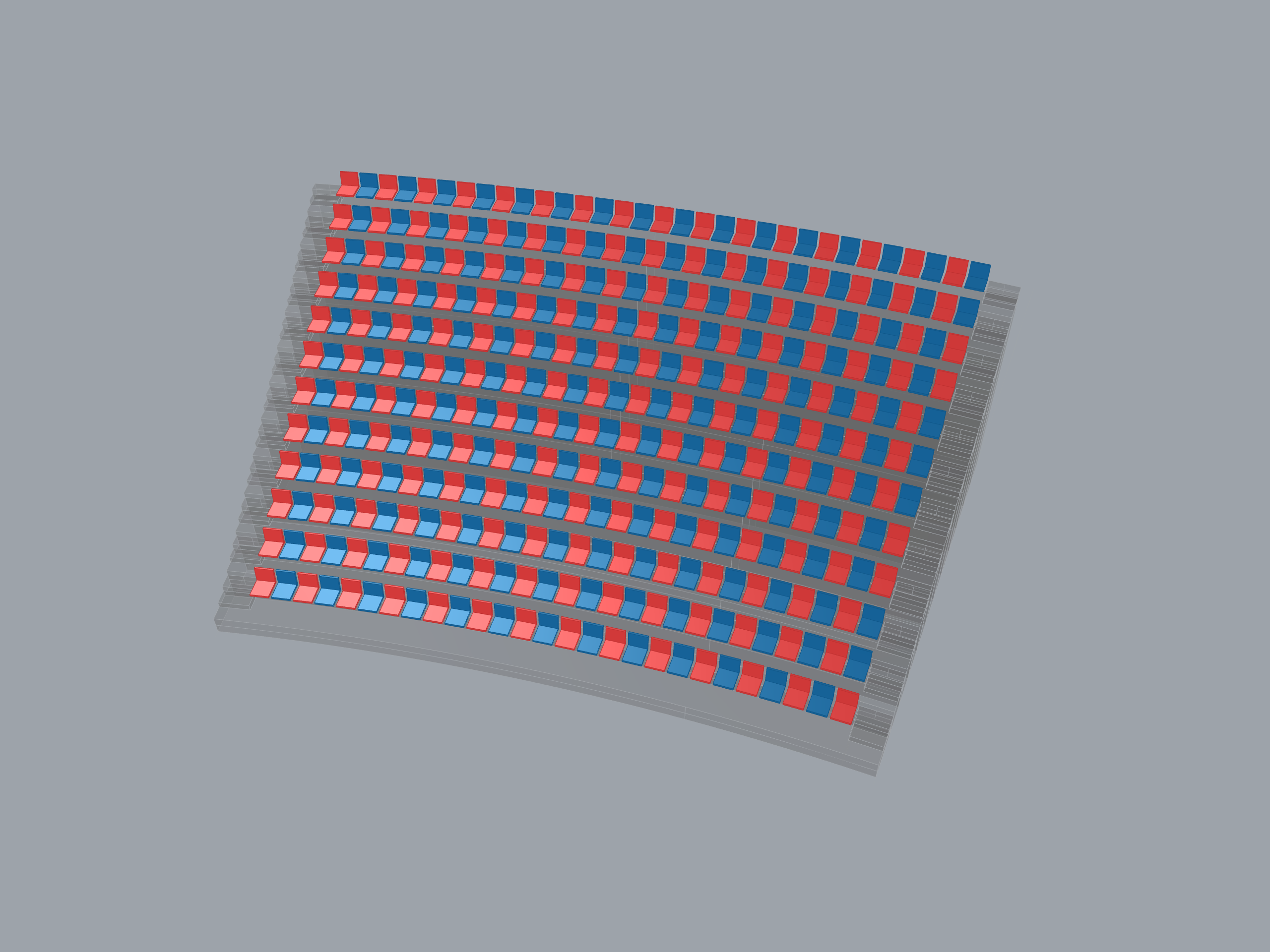 Red and blue alternating seats